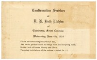 KKBE Confirmation Service Programe, June 4, 1919