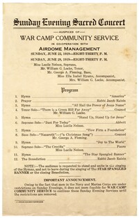 Sacred Concert Program, June 1919