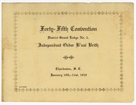 Independent Order Bnai Brith Convention Program, January 1919