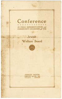Jewish Welfare Board Conference Program, February 1919