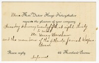 Invitation from Mr. and Mrs. Victor Hugo Kriegshaber to Dr. Jacob S. Raisin, February 25, 1919