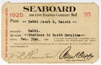 Seaboard Air Line Railway Ticket, 1920
