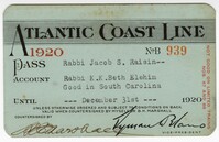 Atlantic Coast Line Railway Ticket, 1920