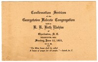 Confirmation Services Program, June 12,1921