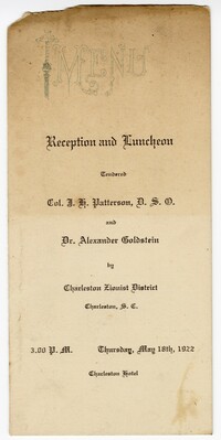 Charleston Zionist District Reception Program, May 18th, 1922