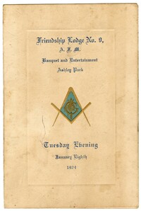 Freemason Friendship Lodge No. 9 Banquet Program, January 8, 1924