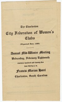 Annual Meeting of the City Federation of Women's Clubs Program, February 18, 1925