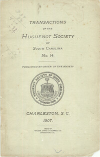 Transactions of the Huguenot Society of South Carolina No.14