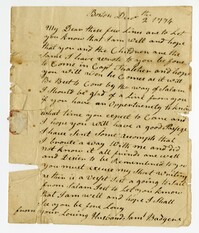 Letter to Abigail Badger from Samuel Badger, 1774