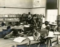 Children reading books and studying, Dart Hall Branch Library