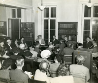 Book discussion at Main Library, 1949