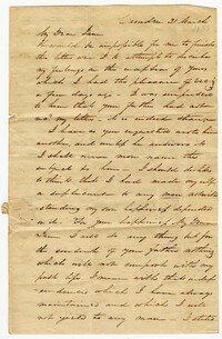 Letter to Jane Levy (Hart) from Mordecai M. Levy, March 21, 1836