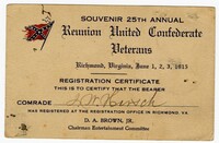 Registration Certificate from the United Confederate Veterans