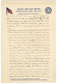 Letter to Jane L. Raisin from Jacob S. Raisin, October 27, 1918