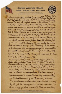 Letter to Jane L. Raisin from Jacob S. Raisin, July 17, 1919