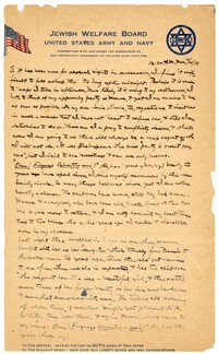 Letter to Jane L. Raisin from Jacob S. Raisin, July 21, 1919