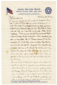 Letter to Jane L. Raisin from Jacob S. Raisin, July 28, 1920