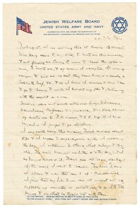 Letter to Jane L. Raisin from Jacob S. Raisin, September 3, 1920
