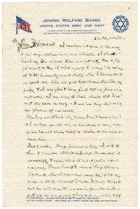Letter to Jane L. Raisin from Jacob S. Raisin, September 5, 1920