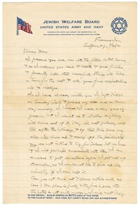 Letter to Jane L. Raisin from Jacob S. Raisin, July 21, 1921