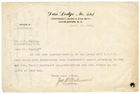 Congratulatory Letter from Dan Lodge No. 593 to Jacob S. Raisin, April 18, 1922