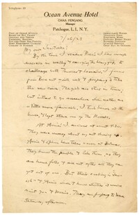 Letter to Jane L. Raisin from Jacob S. Raisin, July 26, 1923