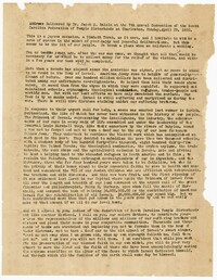 Address Delivered by Jacob S. Raisin, April 28, 1930