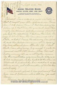 Letter to Jacob S. Raisin from Jane Lazarus Raisin, September 4, 1920