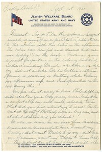 Letter to Jacob S. Raisin from Jane Lazarus Raisin, September 1, 1920