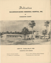 Program for Dedication for McClennan Banks Memorial Hospital of Charleston County