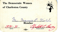 Democratic Women of Charleston County Member Card, 1970-1971