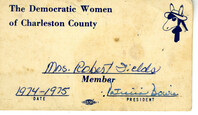 Democratic Women of Charleston County Member Card, 1974-1975