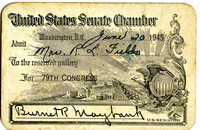 United States Senate Chamber gallary card, June 20, 1945