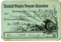 United States Senate Chamber gallary card, August 6, 1954