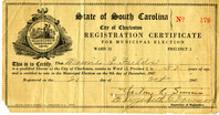 Registration certificate for municipal election, October 21, 1947