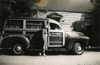 Bookmobile and staff visiting Mt Pleasant (Village) Branch Library