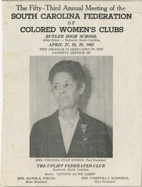 Cover of the program for the 53rd annual meeting of the South Carolina Federation of Colored Women's Clubs