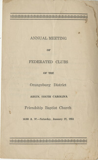 Annual Meeting of Federated Clubs of the Orangeburg District