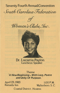 Program for 74th annual convention of the South Carolina Federation of Women's Clubs, Inc.