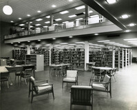Interior view showing both levels from first floor, Main Library