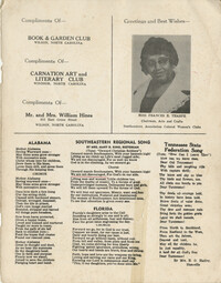 Page from convention program containing chapter songs