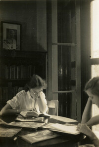 Young women reading in Children's Room, Main Library (2)