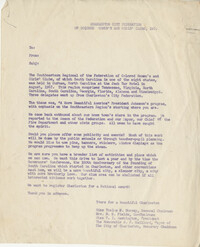 Letter from Charleston City Federation of Colored Women's Clubs