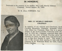 In Memorial - Mrs. Lulla Murray Johnson Chapman
