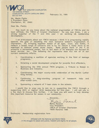Membership Renewal letter from Mollie Ravenel to Mamie Fields, February 23, 1984