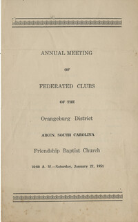 Annual meeting of the federated clubs of the Orangeburg District