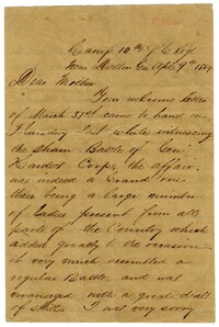 Letter from Solomon Emanuel to his Mother, April 9, 1864