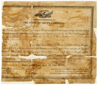 State of South Carolina Certificate of Appointment, 1822