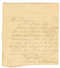Letter to Dr. Flagg from Sarah A. Washington