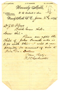 Letter from J. W. Lachicotte to Dr. Joshua W. Flagg, June 2, 1897